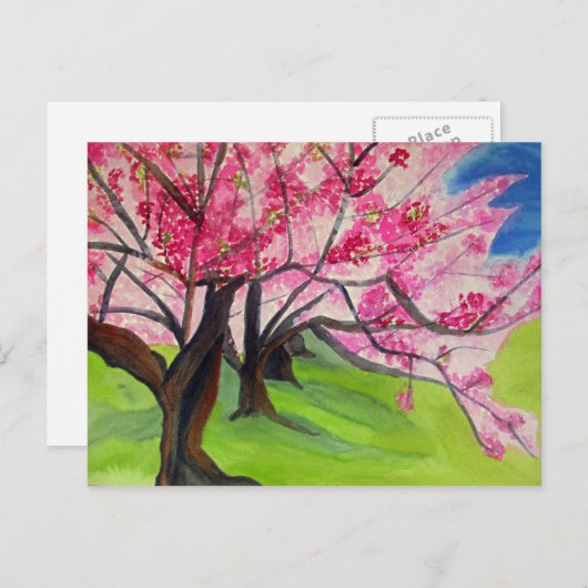 Sakura Japans Cherry Blossom waterverf art Briefkaart (Voorkant / Achterkant)
