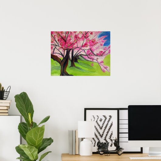 Sakura Japans Cherry Blossom waterverf Poster (Thuiskantoor)