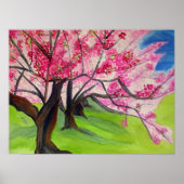 Sakura Japans Cherry Blossom waterverf Poster (Voorkant)