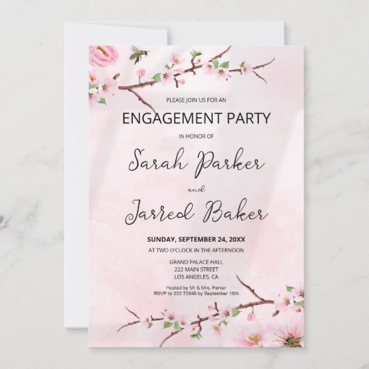 Sakura Japans Kersenbloesem Aziatisch Verloving Kaart (Voorkant)