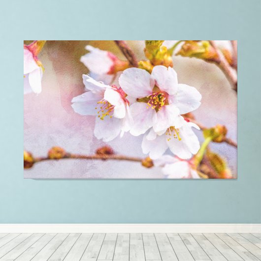 Sakura - Japanse Cherry Blossom Canvas Afdruk (Insitu (Houten vloer))