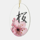 Sakura Japanse Cherry Blossom Kana Kerstmis Keramisch Ornament (Links)