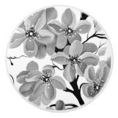 Sakura Japanse Cherry Tree Black en White Keramische Knop (Voorkant)