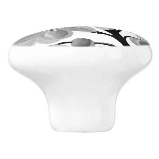 Sakura Japanse Cherry Tree Black en White Keramische Knop (Zijkant)