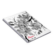 Sakura Japanse Cherry Tree Black en White Notitieboek (Rechterzijde)