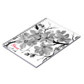 Sakura Japanse Cherry Tree Black en White Notitieboek (Linkerzijde)