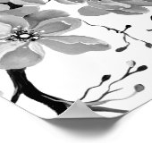 Sakura Japanse Cherry Tree Black en White Poster (Hoek)