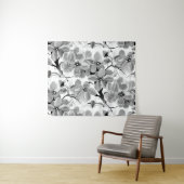 Sakura Japanse Cherry Tree Black en White Wandkleed (In Situ (horizontaal))