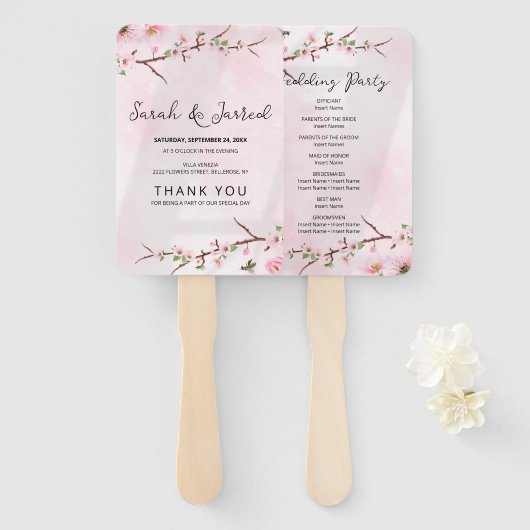 Sakura Japanse Kersenbloesem Aziatisch Handwaaier (Voorkant en achterkant)