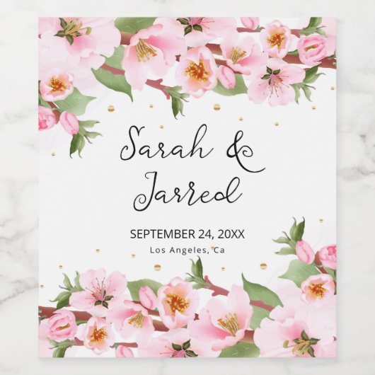 Sakura Japanse Kersenbloesem Aziatisch Wijn Etiket (Enkel label)