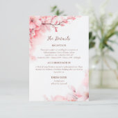 Sakura Japanse kersenbloesem bruiloft details Informatiekaartje (Staand voorkant)