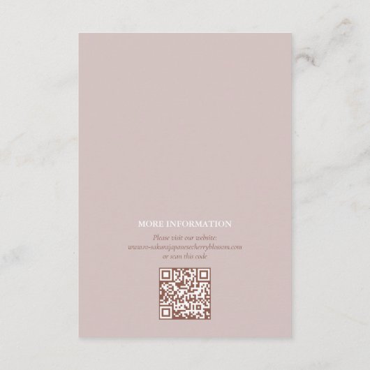 Sakura Japanse kersenbloesem bruiloft details Informatiekaartje (Achterkant)