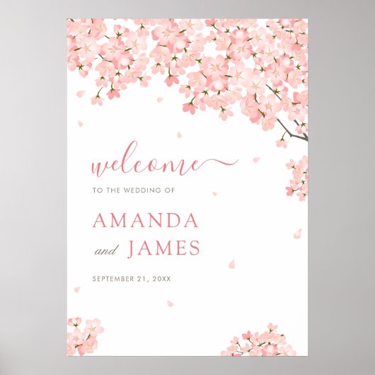 Sakura Japanse Kersenbloesems Huwelijk Welkom Poster (Voorkant)
