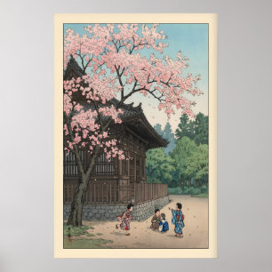 Sakura Jiin Print Lente Tempel Scene met Kinderen