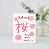  Sakura Kanji met Hanakotoba Briefkaart (Staand voorkant)