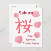 Sakura Kanji met Hanakotoba Briefkaart (Voorkant / Achterkant)