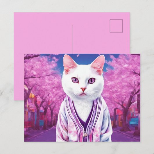 Sakura kat feestdagenkaart (Voorkant / Achterkant)