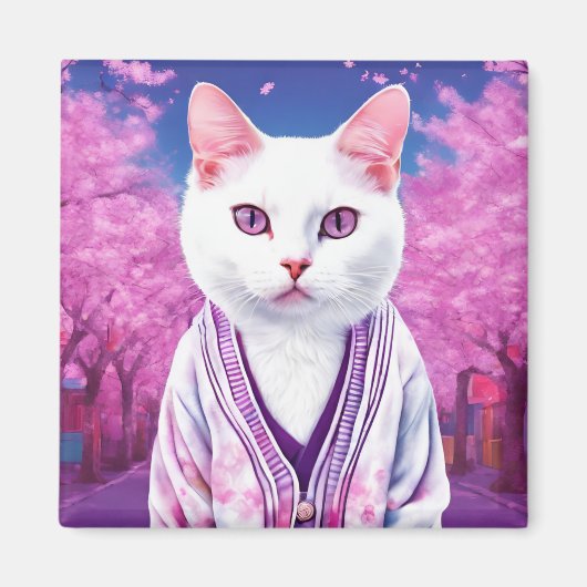 Sakura kat in vest magneet (Voorkant)