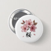 Sakura Katana Japanse Esthetiek Ronde Button 5,7 Cm (Voorkant /achterkant)