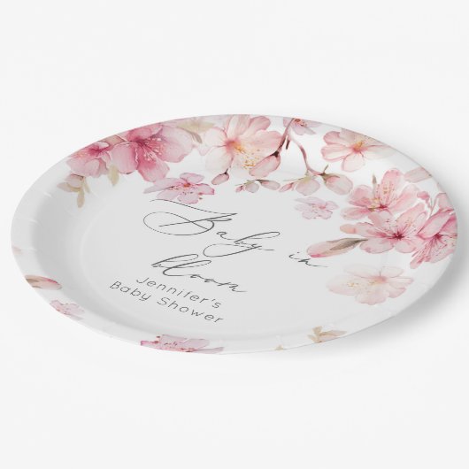 Sakura kersenbloesem baby shower papieren bordje (Gekanteld)