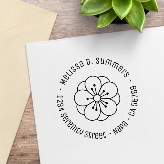 Sakura Kersenbloesem Bloem Ronde Adres 4 Rubberstempel