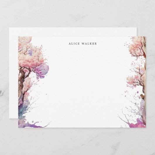 sakura kersenbloesem bloemenbriefpapier Note Kaart Notitiekaartje (Voorkant / Achterkant)