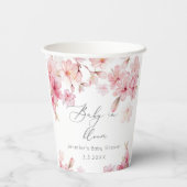 Sakura kersenbloesem blush roze baby shower papieren bekers (Achterkant)