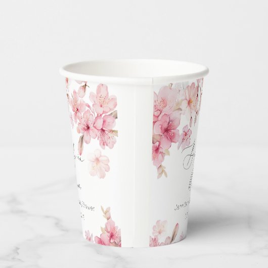 Sakura kersenbloesem blush roze baby shower papieren bekers (Rechts)