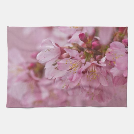 Sakura Kersenbloesem Licht Roze Reflecties Theedoek (Horizontaal)
