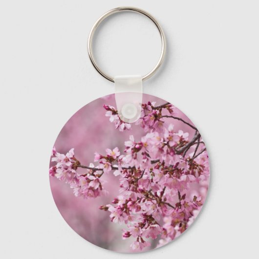 Sakura Kersenbloesem Pastel Roze Lagen Sleutelhanger (Voorkant)