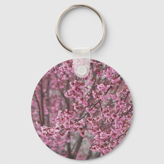 Sakura Kersenbloesem Stromend Roze Sleutelhanger (Voorkant)