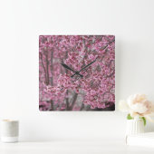 Sakura Kersenbloesem Stromend Roze Vierkante Klok (Huis)