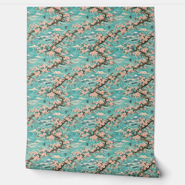 Sakura Kersenbloesem Ukiyo-e Japanse Behang (Afrollen)
