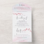 Sakura Kersenbloesem Waterverf Schrift Bruiloft All In One Uitnodiging (Binnen)