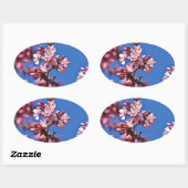 Sakura Kersenbloesems raken blauw Ovale Sticker (Vel)