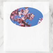 Sakura Kersenbloesems raken blauw Ovale Sticker (Tas)