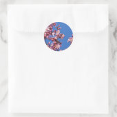 Sakura Kersenbloesems raken blauw Ronde Sticker (Tas)