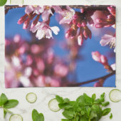 Sakura Kersenbloesems raken blauw Theedoek (Gevouwen)