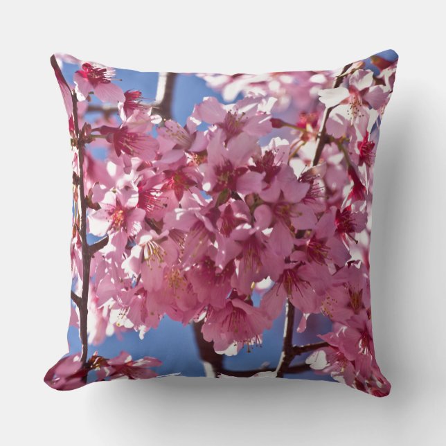 Sakura Kersenbloesems Rode Sterren Kussen (Voorkant)