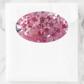 Sakura Kersenbloesems Rode Sterren Ovale Sticker (Tas)