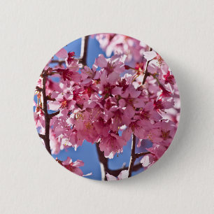 Sakura Kersenbloesems Rode Sterren Ronde Button 5,7 Cm