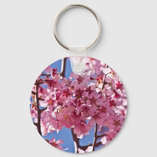 Sakura Kersenbloesems Rode Sterren Sleutelhanger (Voorkant)