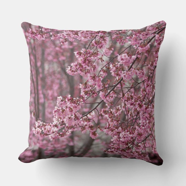 Sakura Kersenbloesems Stromend Roze Kussen (Voorkant)