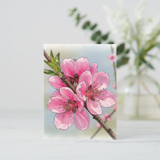 Sakura Kersenboom Bloeiende Ansichtkaart Postcross Briefkaart (Staand voorkant)