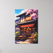 Sakura Kissa - Kersenbloesem Café Canvas Afdruk (Voorkant)