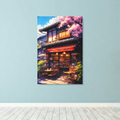 Sakura Kissa - Kersenbloesem Café Canvas Afdruk (Insitu (Houten vloer))