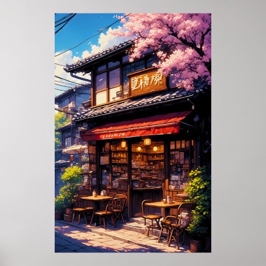 Sakura Kissa - Kersenbloesem Café Poster (Voorkant)