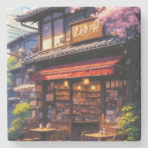 Sakura Kissa - Kersenbloesem Café Stenen Onderzetter