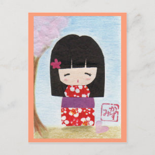 Sakura Kokeshi Doll Briefkaart