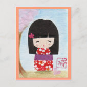 Sakura Kokeshi Doll Briefkaart (Voorkant)